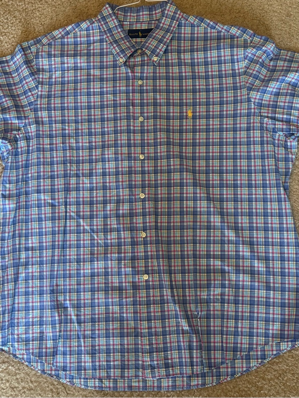 Ralph Lauren Blue, Pink & White Plaid Button-Down Shirt